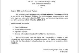 Staff Selection Commission (SSC) Announces Official Presence on X (formerly Twitter)